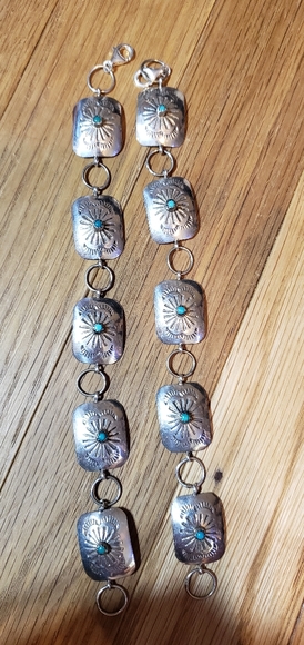 Sterling Silver Turquoise Concho Bracelet Native American - Picture 7 of 9